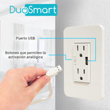 Contacto Toma Corriente 2 Puertos y 1 USB WIFI DuoSmart