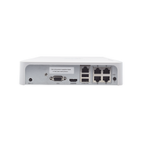 NVR 4 Megapixel / 4 Canales IP / 4 Puertos PoE+ / 1 Bahía de Disco Duro / Salida en Full HD