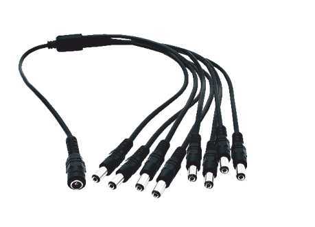 Cable con 8 Salidas Jack y Conector de Corriente 3.5 mm